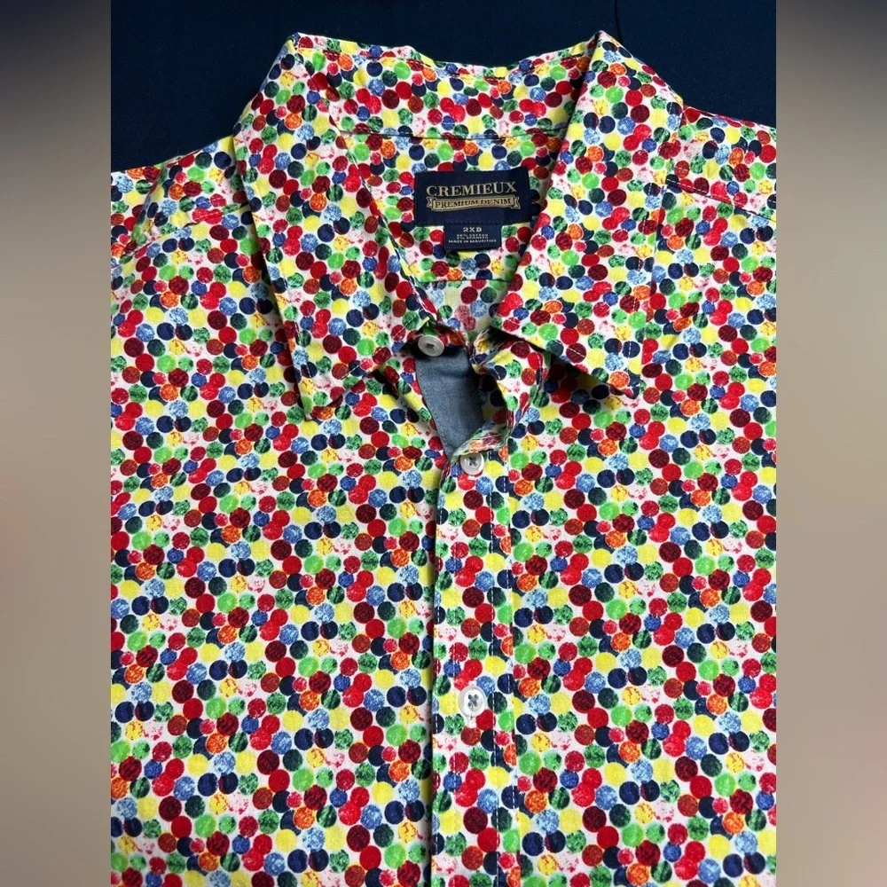 Cremieux Men’s 2XB Cotton Button Up Shirt Short Sleeve Colorful Lightweight - Picture 1 of 12